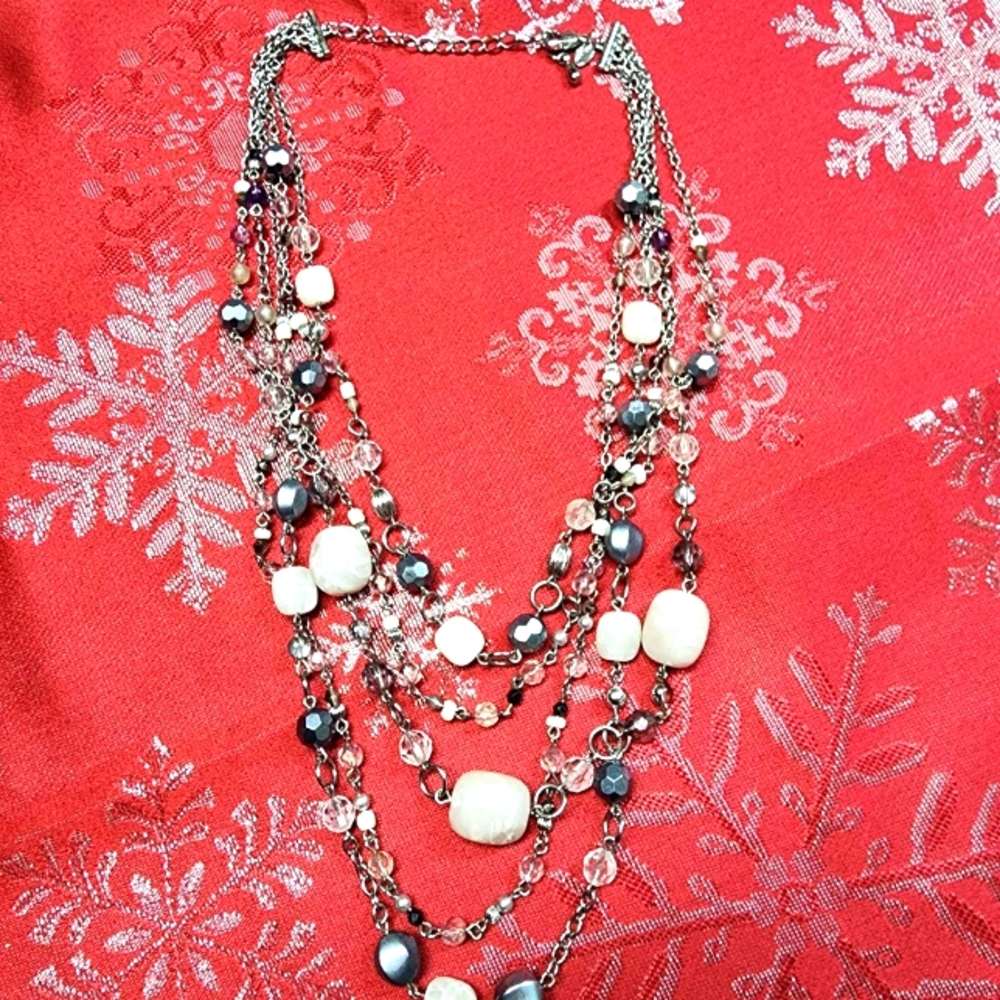 Hand Made Beads and silver necklace